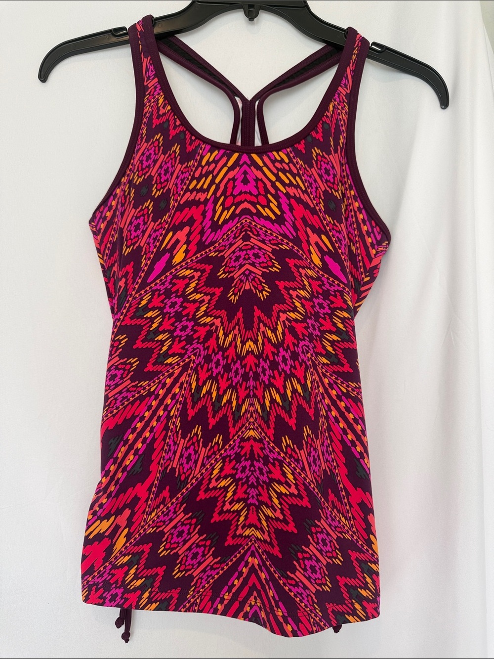 Athleta Pink Magenta & Orange Patterned Strappy Tank